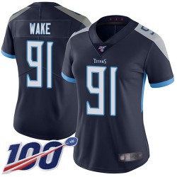 Limited Women's Cameron Wake Navy Blue Home Jersey - #91 Football Tennessee Titans 100th Season Vapor Untouchable