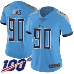 Limited Women's DaQuan Jones Light Blue Alternate Jersey - #90 Football Tennessee Titans 100th Season Vapor Untouchable