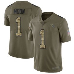 Limited Youth Warren Moon Olive/Camo Jersey - #1 Football Tennessee Titans 2017 Salute to Service