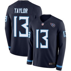 Limited Youth Taywan Taylor Navy Blue Jersey - #13 Football Tennessee Titans Therma Long Sleeve