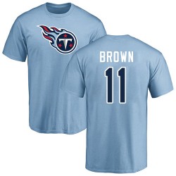 A.J. Brown Light Blue Name & Number Logo - #11 Football Tennessee Titans T-Shirt