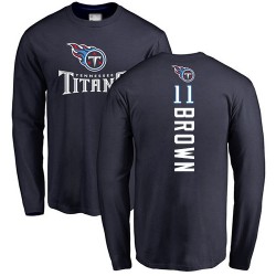 A.J. Brown Navy Blue Backer - #11 Football Tennessee Titans Long Sleeve T-Shirt