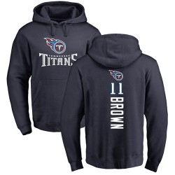 A.J. Brown Navy Blue Backer - #11 Football Tennessee Titans Pullover Hoodie
