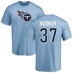 Amani Hooker Light Blue Name & Number Logo - #37 Football Tennessee Titans T-Shirt