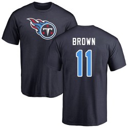 A.J. Brown Navy Blue Name & Number Logo - #11 Football Tennessee Titans T-Shirt