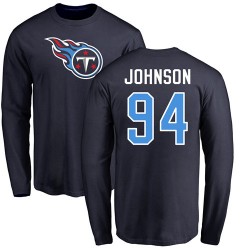 Austin Johnson Navy Blue Name & Number Logo - #94 Football Tennessee Titans Long Sleeve T-Shirt