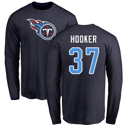Amani Hooker Navy Blue Name & Number Logo - #37 Football Tennessee Titans Long Sleeve T-Shirt