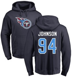 Austin Johnson Navy Blue Name & Number Logo - #94 Football Tennessee Titans Pullover Hoodie