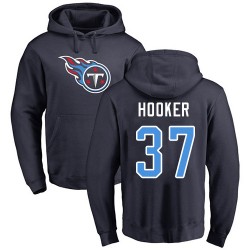 Amani Hooker Navy Blue Name & Number Logo - #37 Football Tennessee Titans Pullover Hoodie