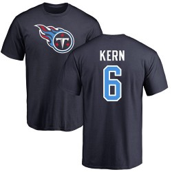 Brett Kern Navy Blue Name & Number Logo - #6 Football Tennessee Titans T-Shirt