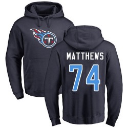 Bruce Matthews Navy Blue Name & Number Logo - #74 Football Tennessee Titans Pullover Hoodie