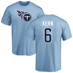 Brett Kern Light Blue Name & Number Logo - #6 Football Tennessee Titans T-Shirt