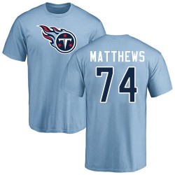 Bruce Matthews Light Blue Name & Number Logo - #74 Football Tennessee Titans T-Shirt