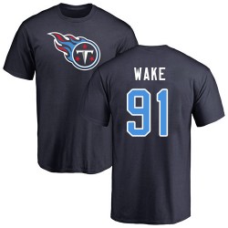 Cameron Wake Navy Blue Name & Number Logo - #91 Football Tennessee Titans T-Shirt