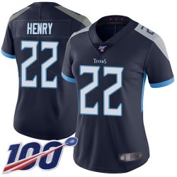 Limited Women's Derrick Henry Navy Blue Home Jersey - #22 Football Tennessee Titans 100th Season Vapor Untouchable