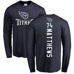 Bruce Matthews Navy Blue Backer - #74 Football Tennessee Titans Long Sleeve T-Shirt