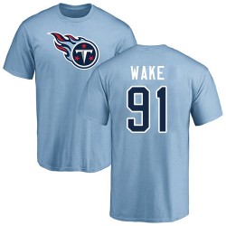 Cameron Wake Light Blue Name & Number Logo - #91 Football Tennessee Titans T-Shirt