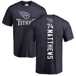 Bruce Matthews Navy Blue Backer - #74 Football Tennessee Titans T-Shirt