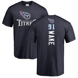 Cameron Wake Navy Blue Backer - #91 Football Tennessee Titans T-Shirt
