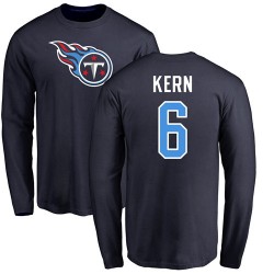 Brett Kern Navy Blue Name & Number Logo - #6 Football Tennessee Titans Long Sleeve T-Shirt