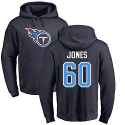 Ben Jones Navy Blue Name & Number Logo - #60 Football Tennessee Titans Pullover Hoodie