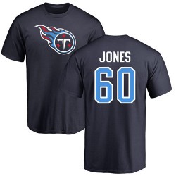 Ben Jones Navy Blue Name & Number Logo - #60 Football Tennessee Titans T-Shirt