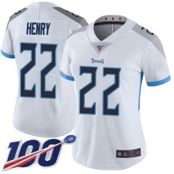 Limited Women's Derrick Henry White Road Jersey - #22 Football Tennessee Titans 100th Season Vapor Untouchable
