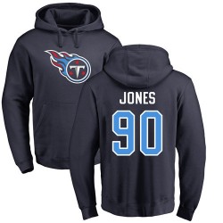 DaQuan Jones Navy Blue Name & Number Logo - #90 Football Tennessee Titans Pullover Hoodie