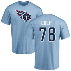 Curley Culp Light Blue Name & Number Logo - #78 Football Tennessee Titans T-Shirt