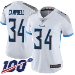 Limited Women's Earl Campbell White Road Jersey - #34 Football Tennessee Titans 100th Season Vapor Untouchable