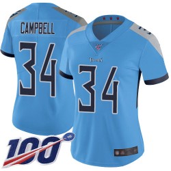 Limited Women's Earl Campbell Light Blue Alternate Jersey - #34 Football Tennessee Titans 100th Season Vapor Untouchable