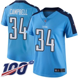 Limited Women's Earl Campbell Light Blue Jersey - #34 Football Tennessee Titans 100th Season Rush Vapor Untouchable
