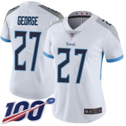 Limited Women's Eddie George White Road Jersey - #27 Football Tennessee Titans 100th Season Vapor Untouchable