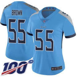Limited Women's Jayon Brown Light Blue Alternate Jersey - #55 Football Tennessee Titans 100th Season Vapor Untouchable