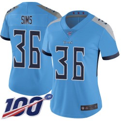 Limited Women's LeShaun Sims Light Blue Alternate Jersey - #36 Football Tennessee Titans 100th Season Vapor Untouchable