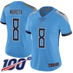 Limited Women's Marcus Mariota Light Blue Alternate Jersey - #8 Football Tennessee Titans 100th Season Vapor Untouchable