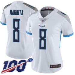Limited Women's Marcus Mariota White Road Jersey - #8 Football Tennessee Titans 100th Season Vapor Untouchable