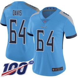 Limited Women's Nate Davis Light Blue Alternate Jersey - #64 Football Tennessee Titans 100th Season Vapor Untouchable