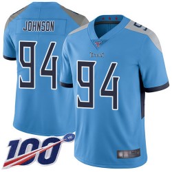 Limited Men's Austin Johnson Light Blue Alternate Jersey - #94 Football Tennessee Titans 100th Season Vapor Untouchable