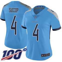 Limited Women's Ryan Succop Light Blue Alternate Jersey - #4 Football Tennessee Titans 100th Season Vapor Untouchable