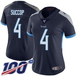 Limited Women's Ryan Succop Navy Blue Home Jersey - #4 Football Tennessee Titans 100th Season Vapor Untouchable