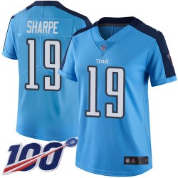 Limited Women's Tajae Sharpe Light Blue Jersey - #19 Football Tennessee Titans 100th Season Rush Vapor Untouchable