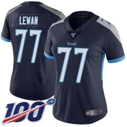 Limited Women's Taylor Lewan Navy Blue Home Jersey - #77 Football Tennessee Titans 100th Season Vapor Untouchable