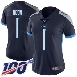 Limited Women's Warren Moon Navy Blue Home Jersey - #1 Football Tennessee Titans 100th Season Vapor Untouchable