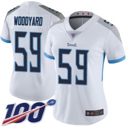 Limited Women's Wesley Woodyard White Road Jersey - #59 Football Tennessee Titans 100th Season Vapor Untouchable