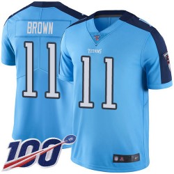 Limited Youth A.J. Brown Light Blue Jersey - #11 Football Tennessee Titans 100th Season Rush Vapor Untouchable