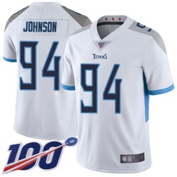 Limited Youth Austin Johnson White Road Jersey - #94 Football Tennessee Titans 100th Season Vapor Untouchable