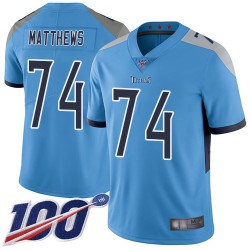 Limited Youth Bruce Matthews Light Blue Alternate Jersey - #74 Football Tennessee Titans 100th Season Vapor Untouchable