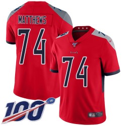 Limited Youth Bruce Matthews Red Jersey - #74 Football Tennessee Titans 100th Season Inverted Legend