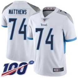 Limited Youth Bruce Matthews White Road Jersey - #74 Football Tennessee Titans 100th Season Vapor Untouchable
